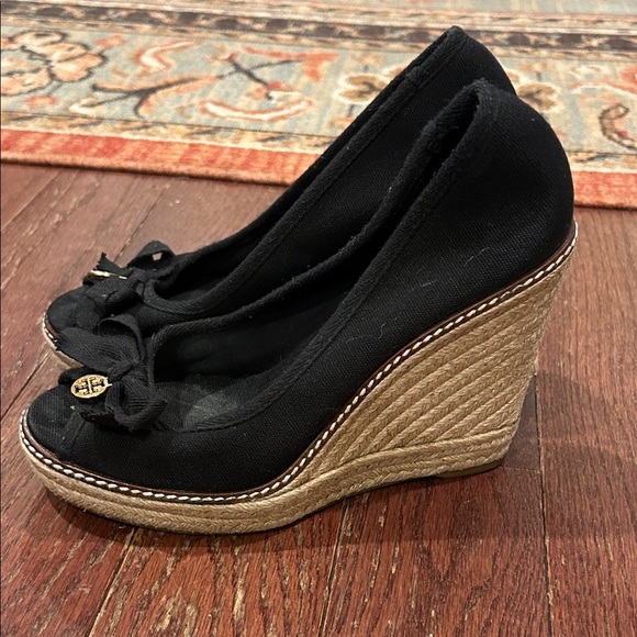 Tory Burch Shoes - Tory Burch Black Wedge Espadrille Shoes